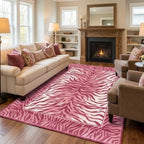 Pink Zebra Machine-Washable Area Rug