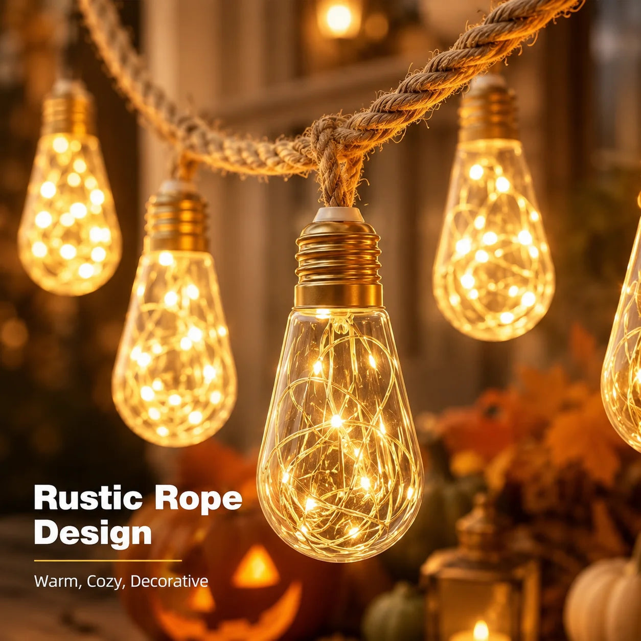 Hemp Solar Outdoor String Lights — additional view