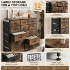 12-Drawer Fabric Storage Dresser