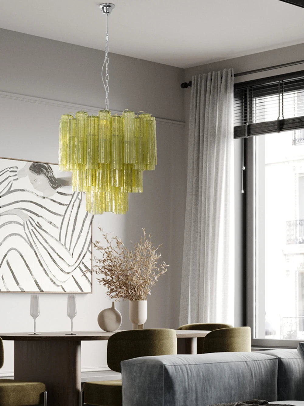 Art Glass Dimmable LED Chandelier