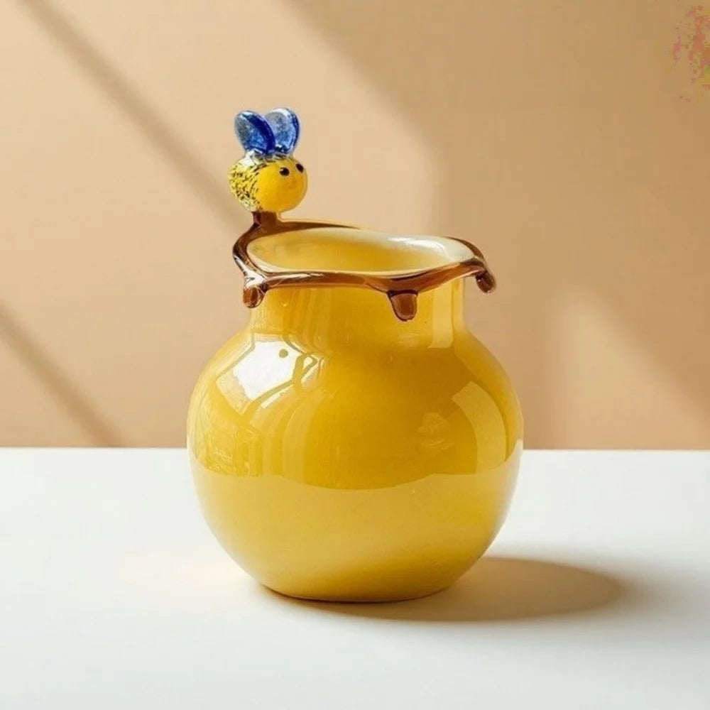 Bee Accent Glazed Glass Vase