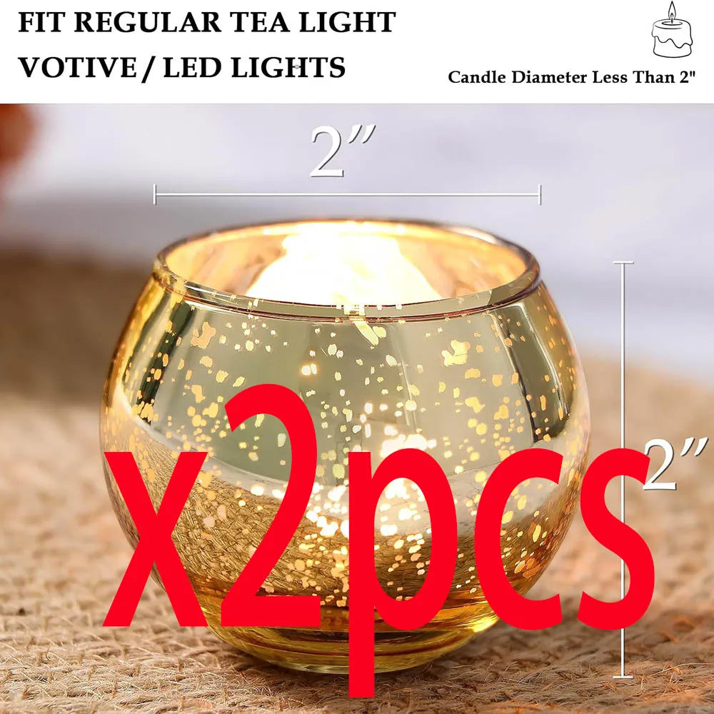 Mercury Gold Votive Candle Holder Set
