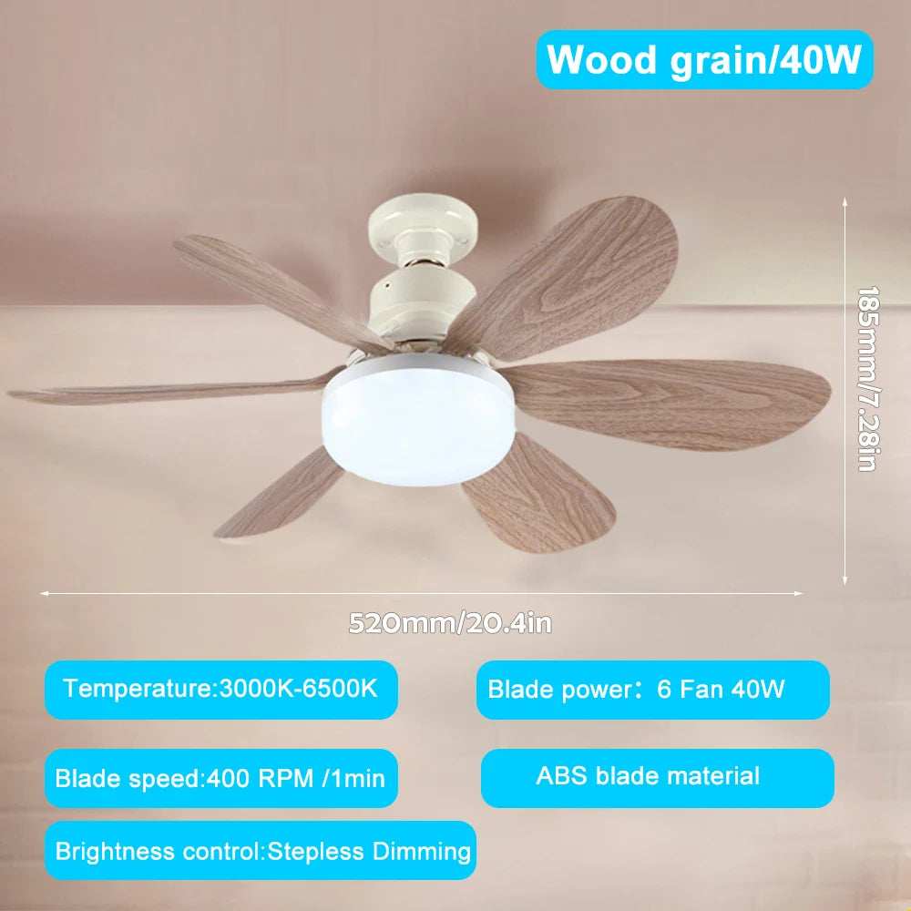 E26 Smart Remote-Control LED Ceiling Fan with Light