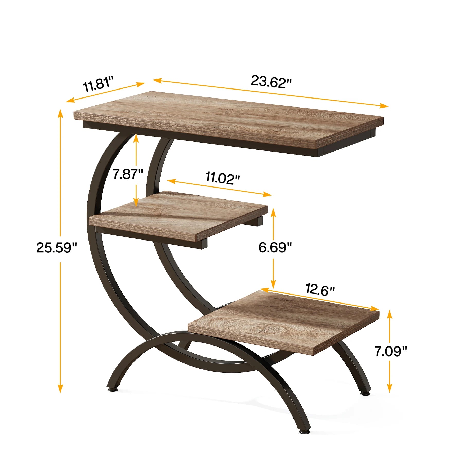 3-Tier C-Shaped Side Table