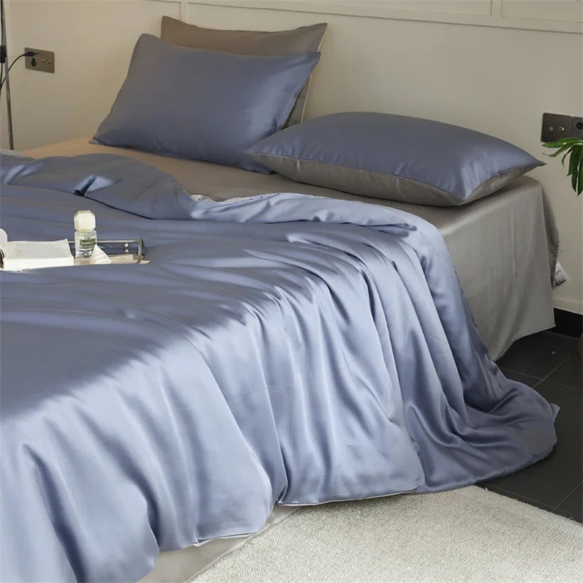 Mulberry Silk Bedding Set Luxury Natural 100% Silk Duvet Cover Set Bed Sheet Pillowcase Single Double Bedsheet King Queen Size