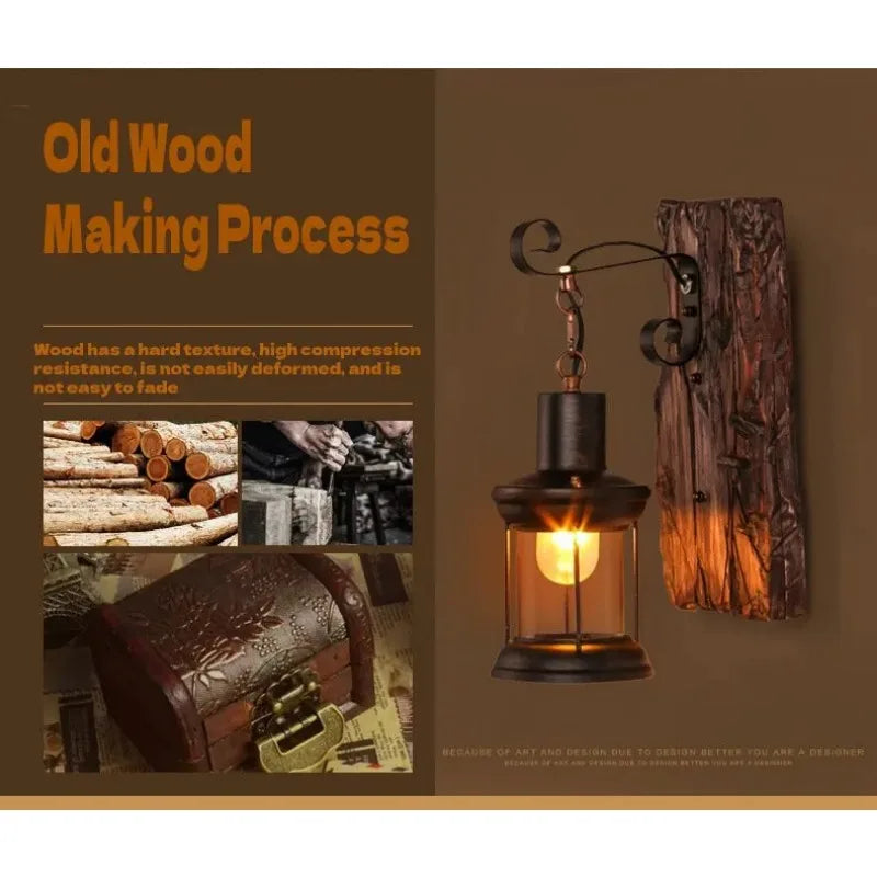 Wood Industrial Wall Light