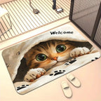Kitten-Themed Easy-Clean Door Mat