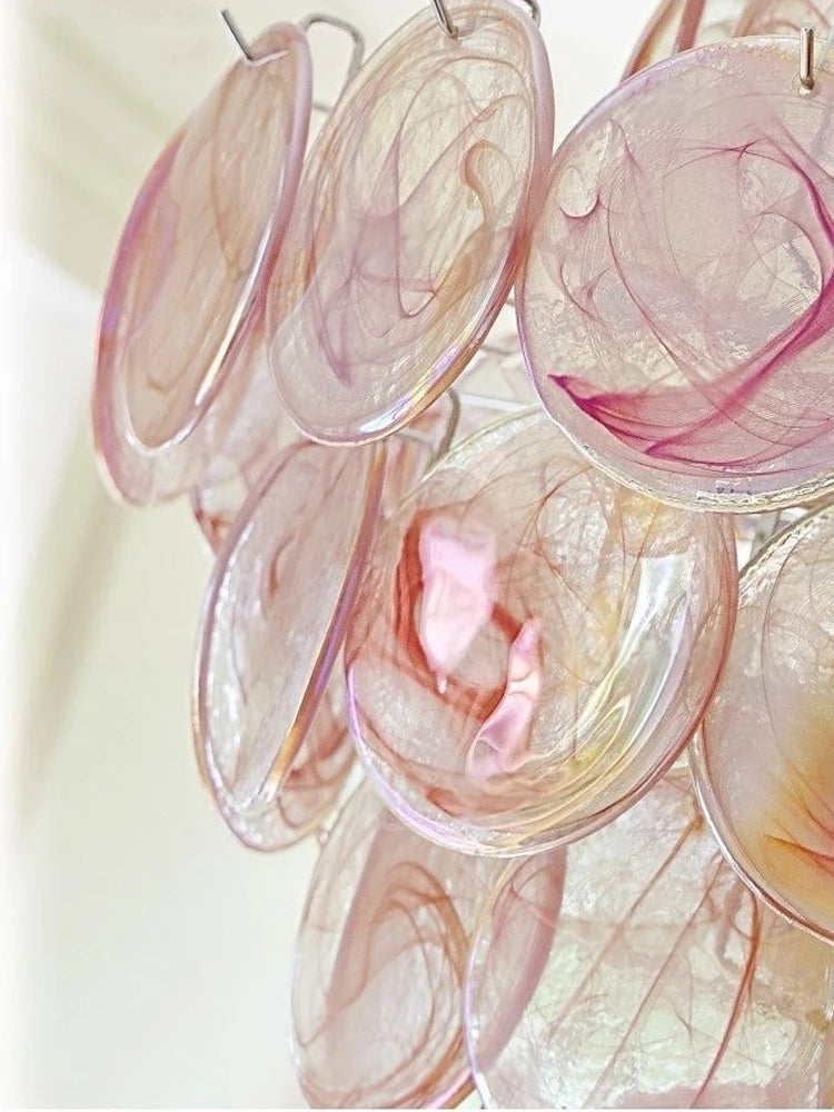 Murano-Style Pink Glass Chandelier