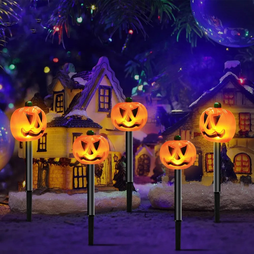 5-Piece Solar Jack-O-Lantern Light Set