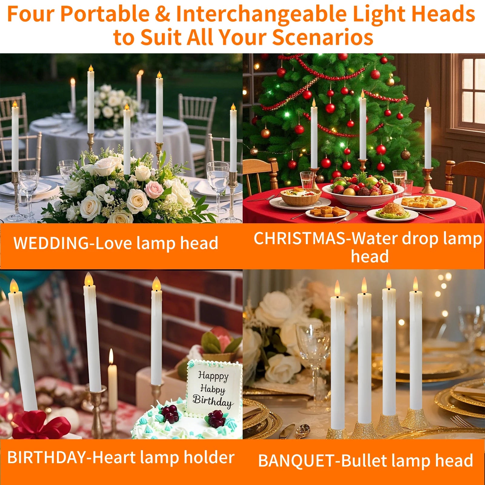 Flameless Taper Candle Set with Remote & Timer