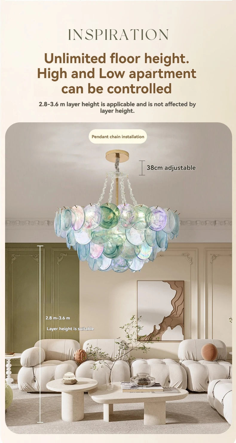 Murano-Style Blue Luxury Glass Chandelier