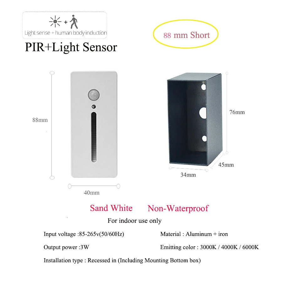 Night Motion-Sensor LED Wall Light