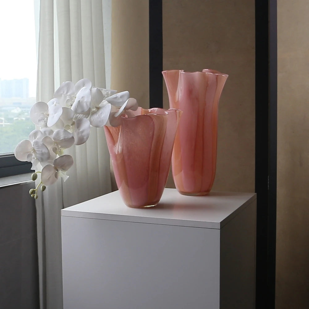 Wide-Mouth Contemporary Glass Vase