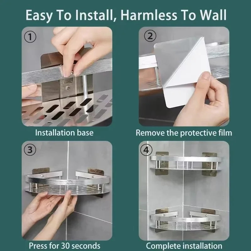No-Drill Corner Shower Shelf