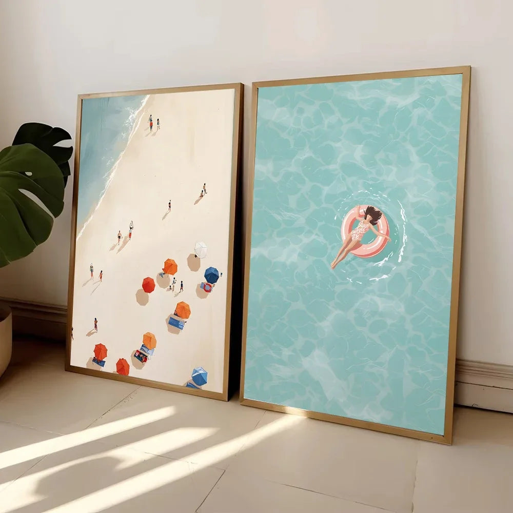 Summer Poolside Canvas Wall Art