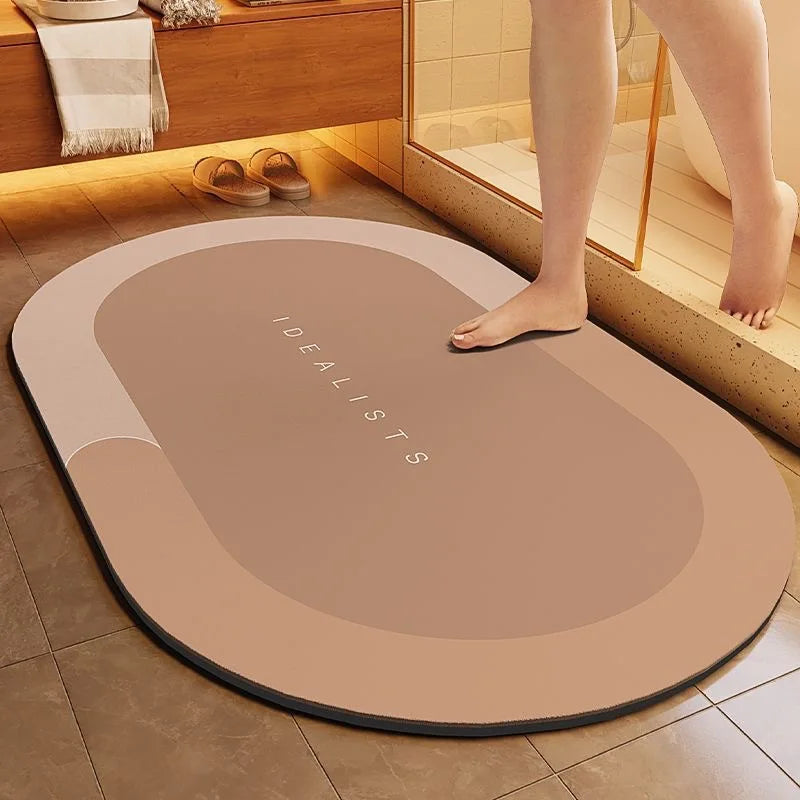 Minimalist Diatomite Bath Mat Quick-Dry Absorbent Non-Slip Door Mat Stain-Resistant & Durable Entryway Rug