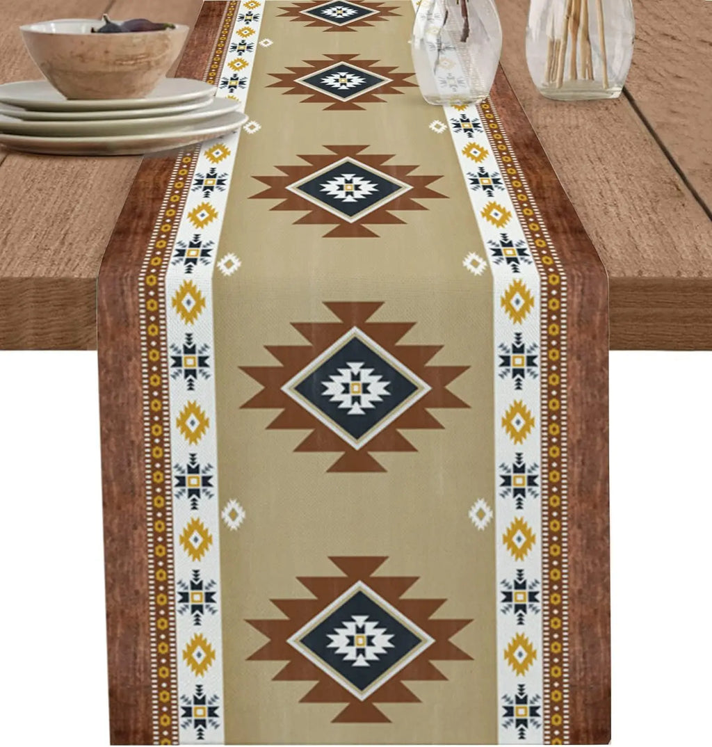 Boho American Indian Style Linen Table Runners Dresser Scarves Table Decor Reusable Kitchen Dining Table Runners Party Decor
