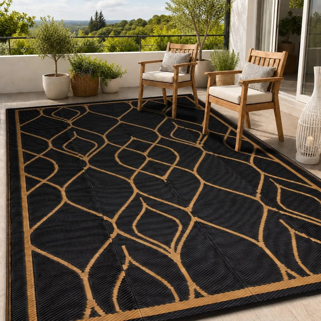 5×8 Reversible Waterproof Patio Rug