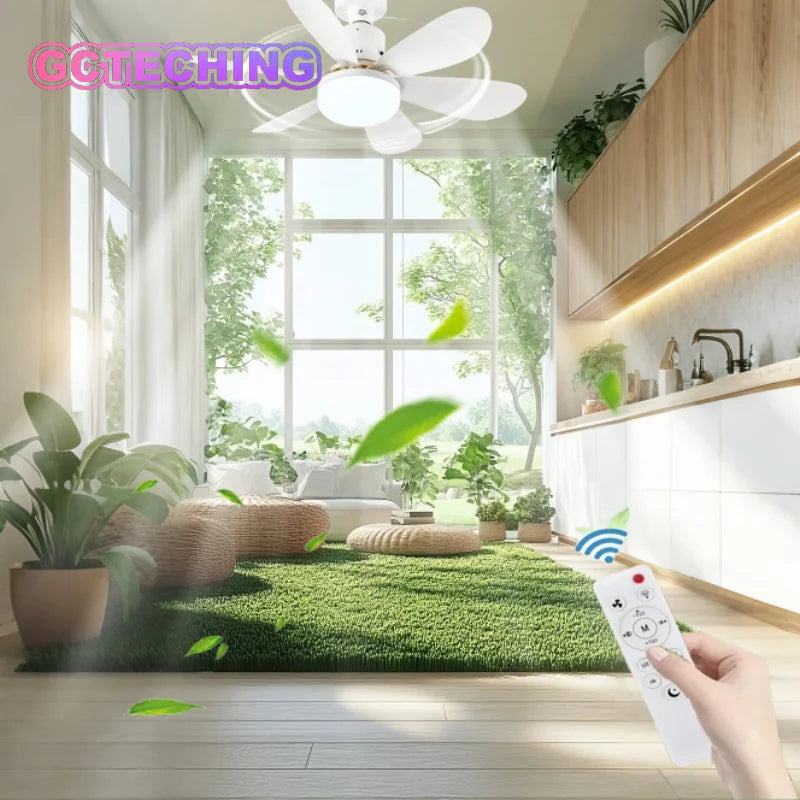E27 Remote-Control Ceiling Fan with Light