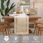 Modern Table Runner Linen Table Runner Washable Openwork Design Ideal for Holiday Party Decor,Dining Table,Restaurant, Christmas