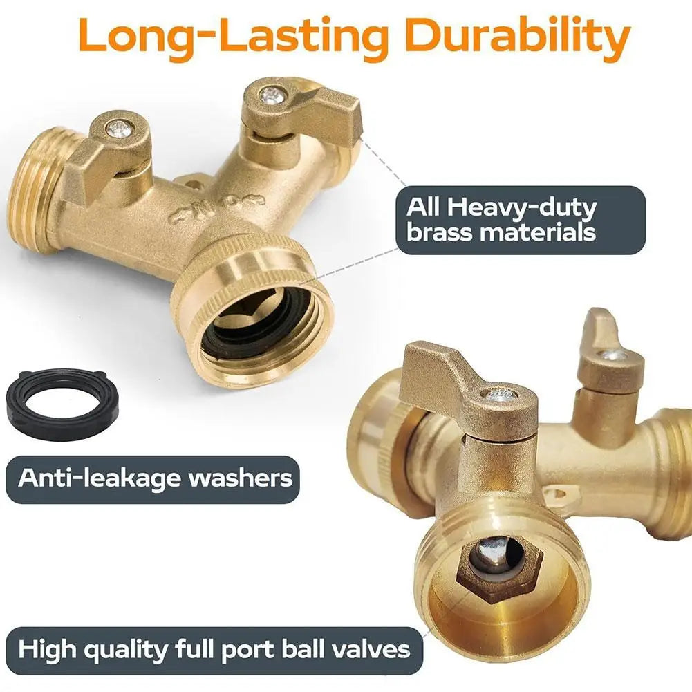 Brass Two-Way Garden Hose Splitter