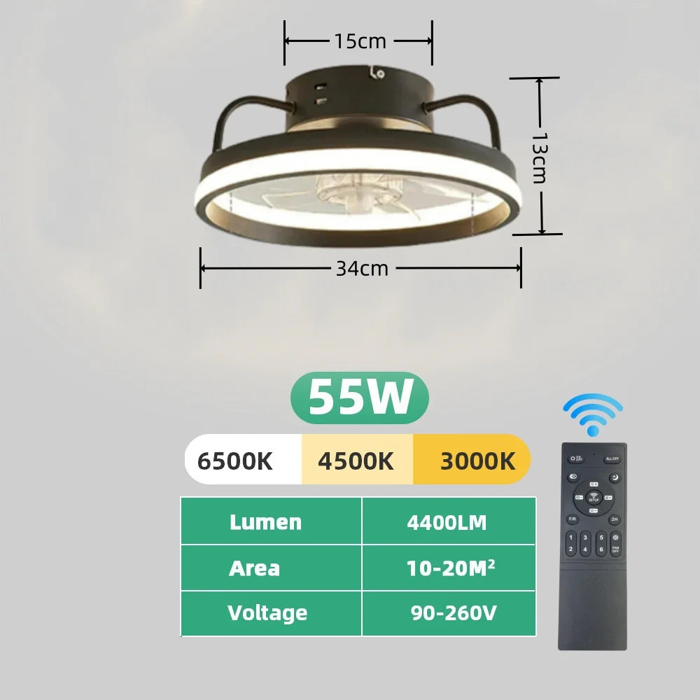 Electric Remote-Control LED Ceiling Fan with Light