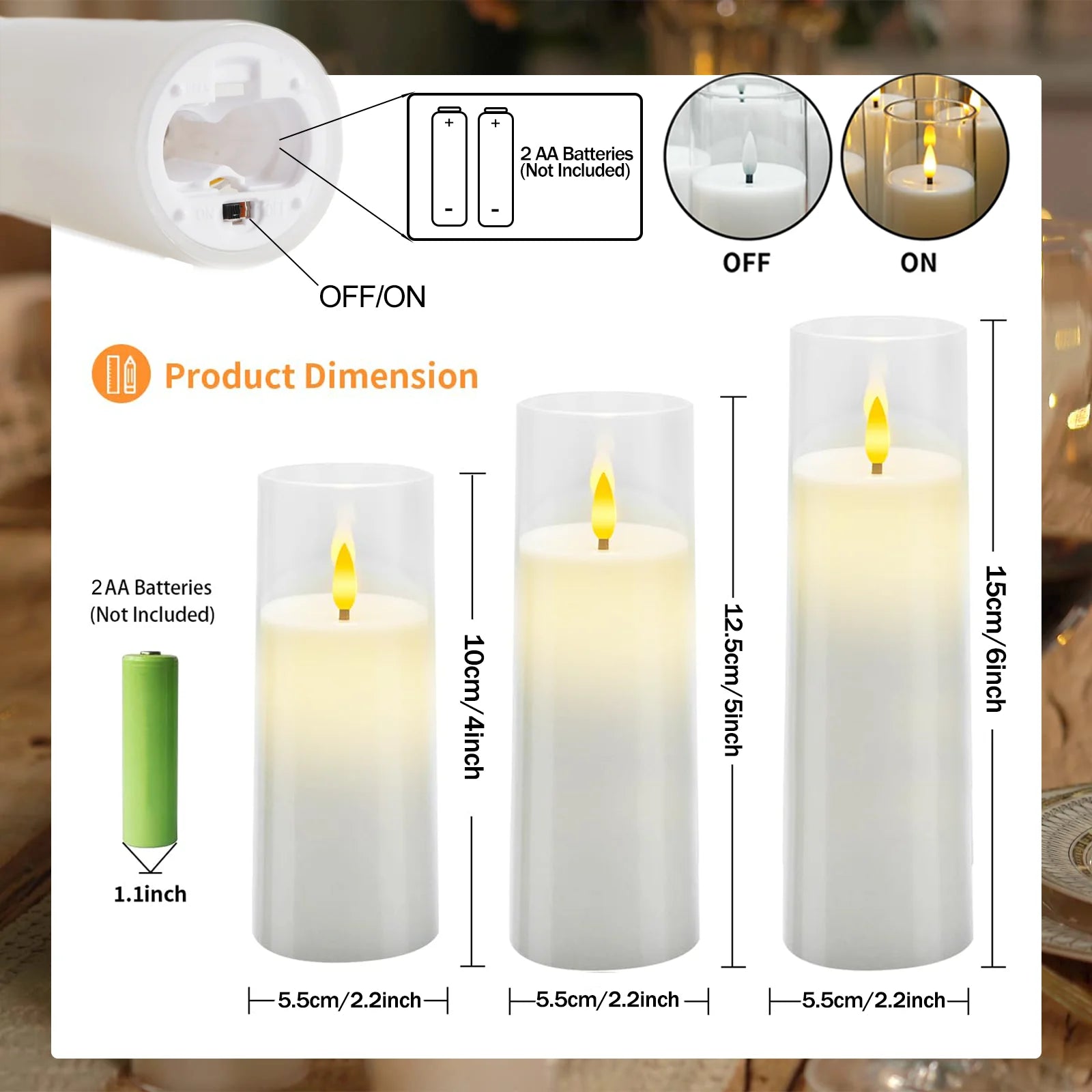 Flameless Acrylic LED Candles