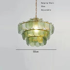 Green & Amber Cut-Glass LED Chandelier