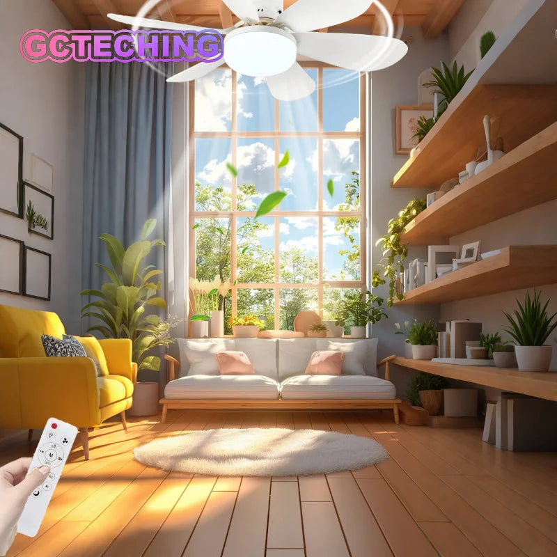 E27 Remote-Control Ceiling Fan with Light