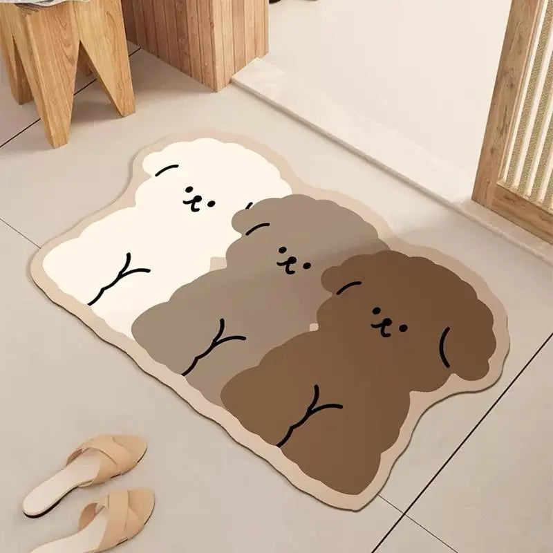 Three-color puppy bathroom carpet diatom mud bathroom quick-drying absorbent floor mat household bathroom custom non-slip mat