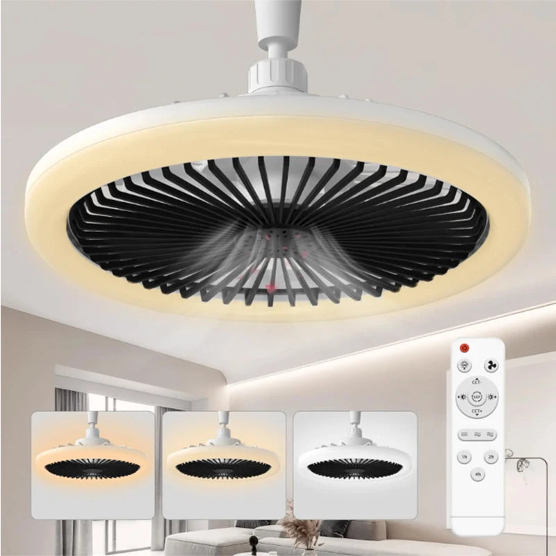 E27 Remote-Control LED Ceiling Fan with Light
