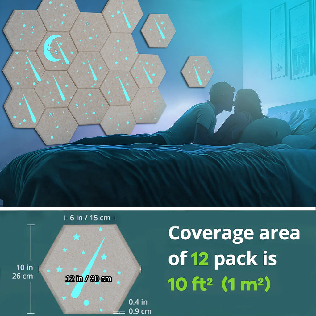 18-Pack Hexagonal Self-Adhesive Acoustic Panels