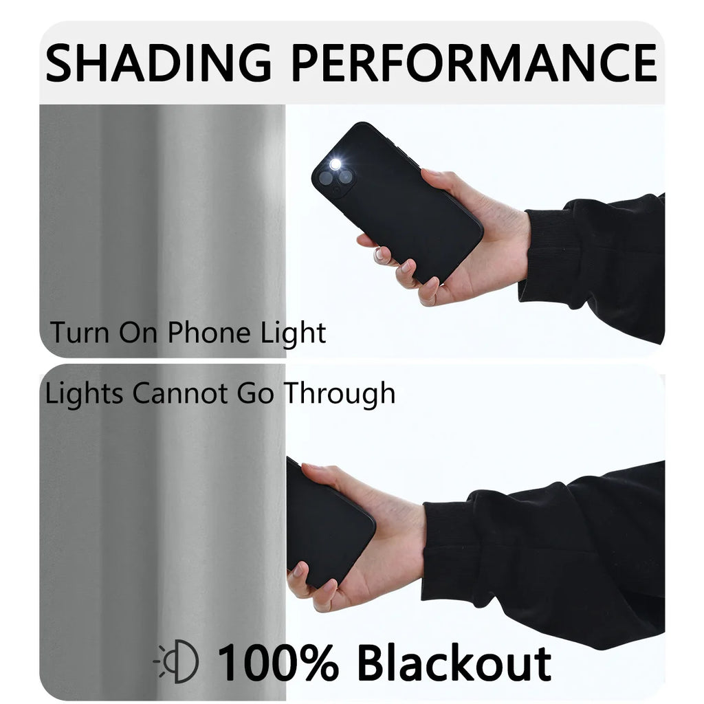 Custom Size 1Pc Hook 100% Blackout Curtains for Living Room Bedroom Thermal Insulated Waterproof Window Decor 창문커텐 Door Blinds