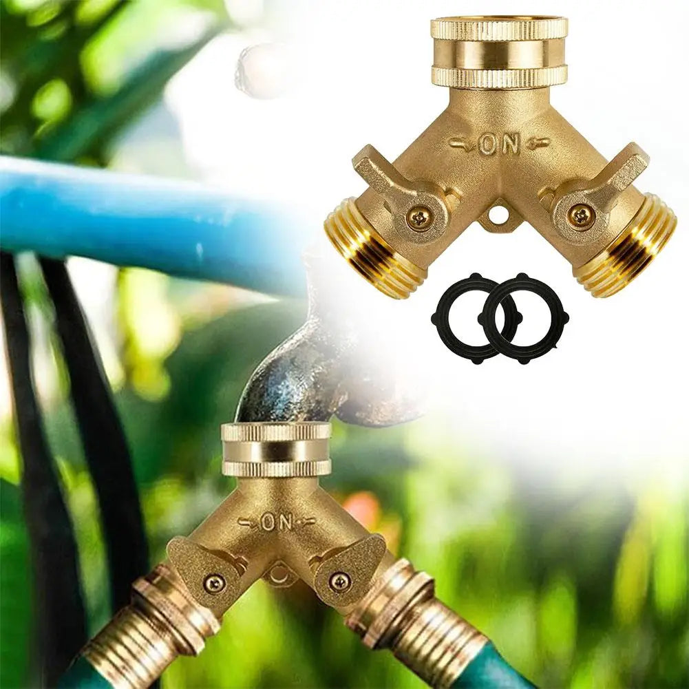 Brass Two-Way Garden Hose Splitter
