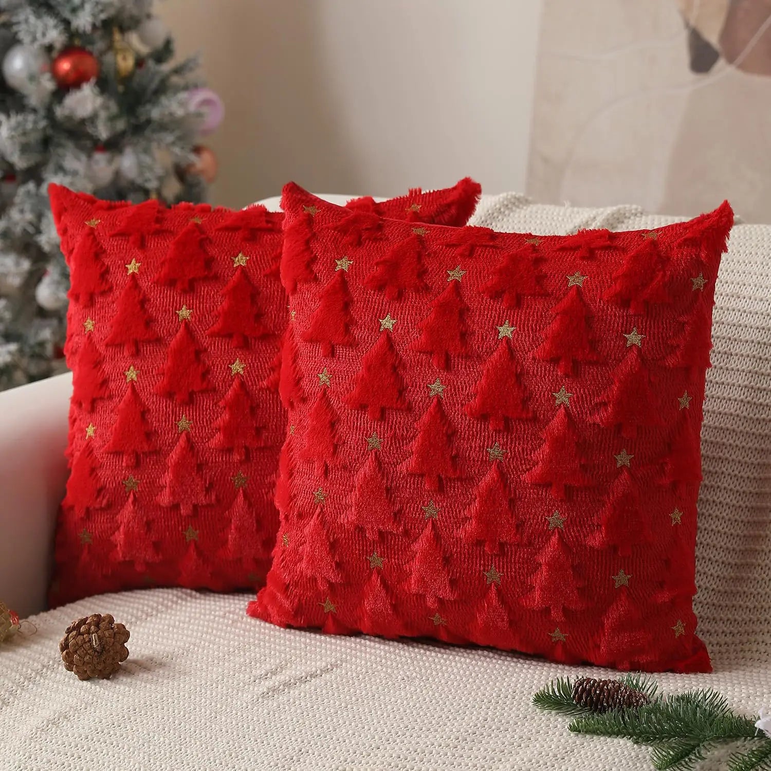 Christmas Tree Plush Pillow Covers
