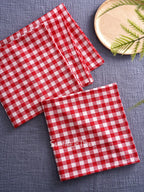 Set of 10 Gingham Cotton Napkins 42x42cm Reusable Check Cloth Napkin for Wedding Christmas Dinner Party Banquet Home Table Decor