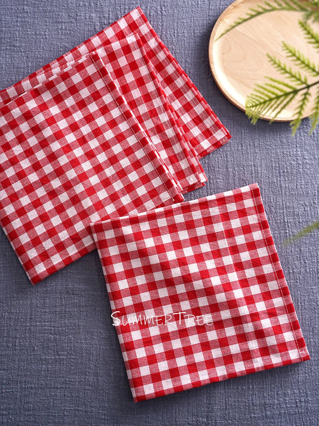 Set of 10 Gingham Cotton Napkins 42x42cm Reusable Check Cloth Napkin for Wedding Christmas Dinner Party Banquet Home Table Decor