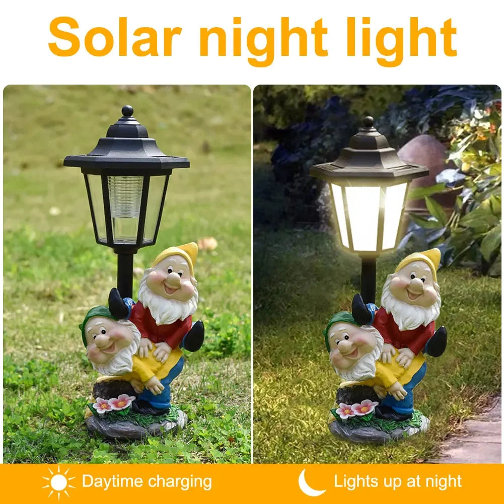 Solar Hexagonal Garden Lamp Resin Cute Figurine Light — additional view