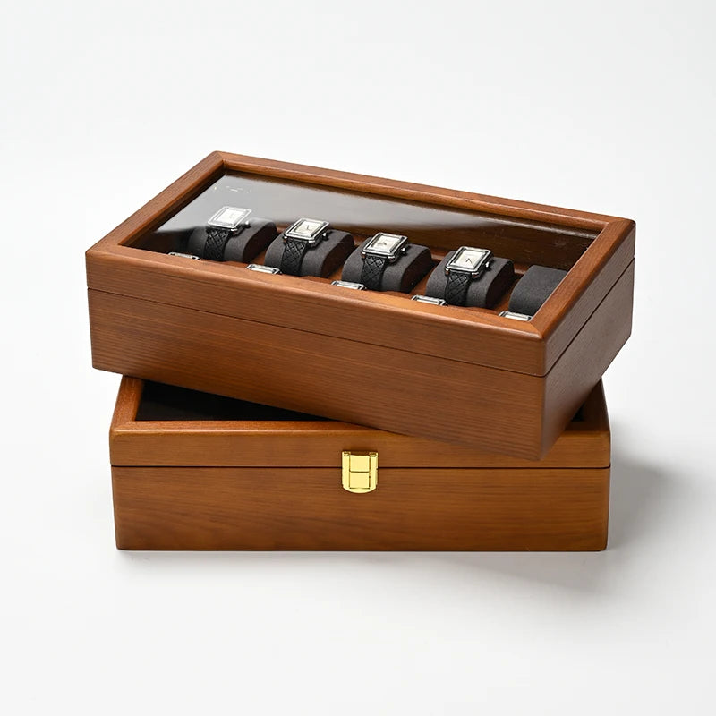 Oirlv 10 Grids Watch Box Wooden Jewelry Box Watch Organizer Case Men Women Mechanical Watchs Storage Case Wristwatch Display Box