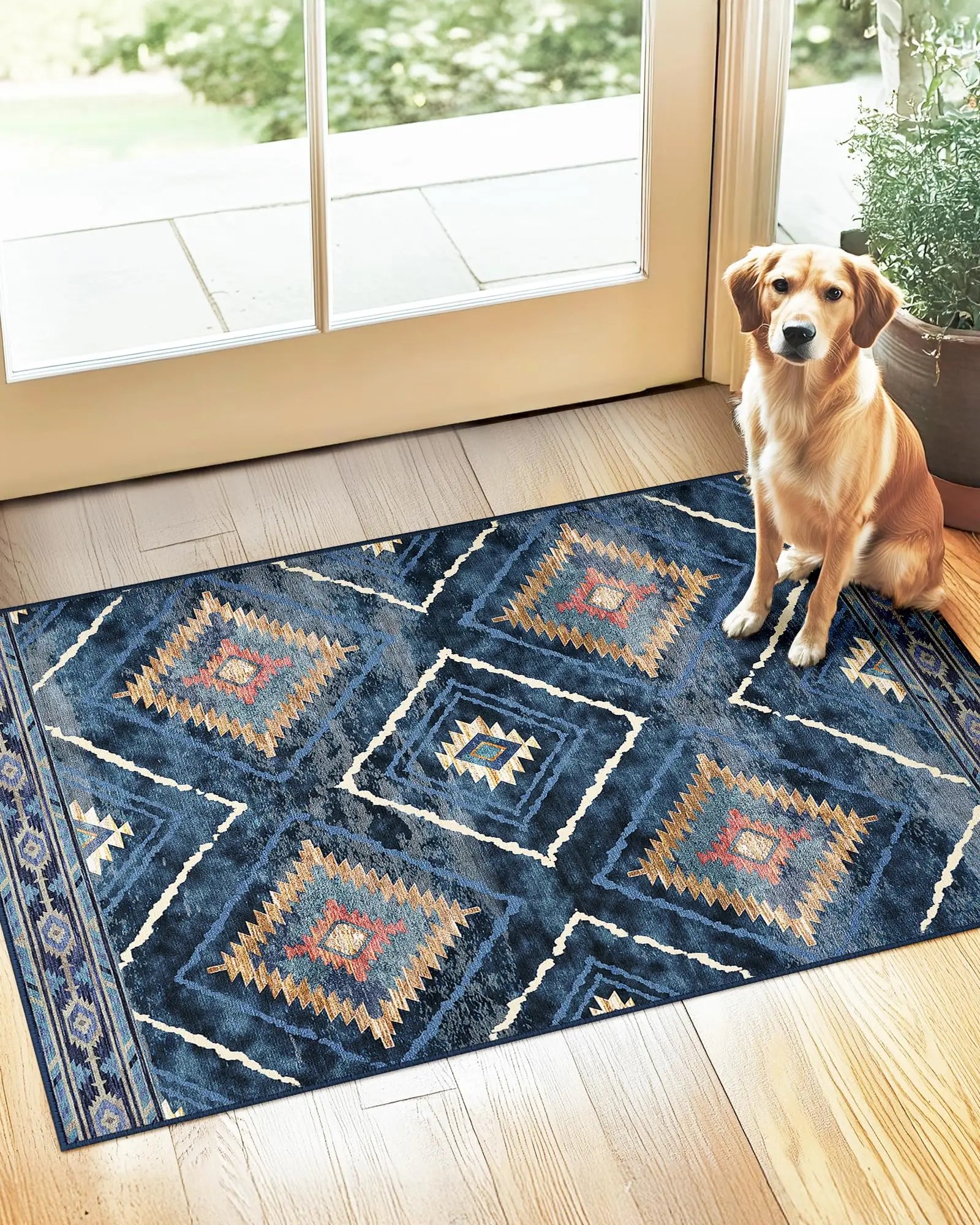 Southwestern Washable Area Rug