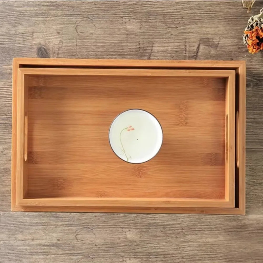 New Rectangular Storage Tray household Solid Wood Storage Plate Bamboo Water Cup Plate Dried Fruit Water Cup Plate