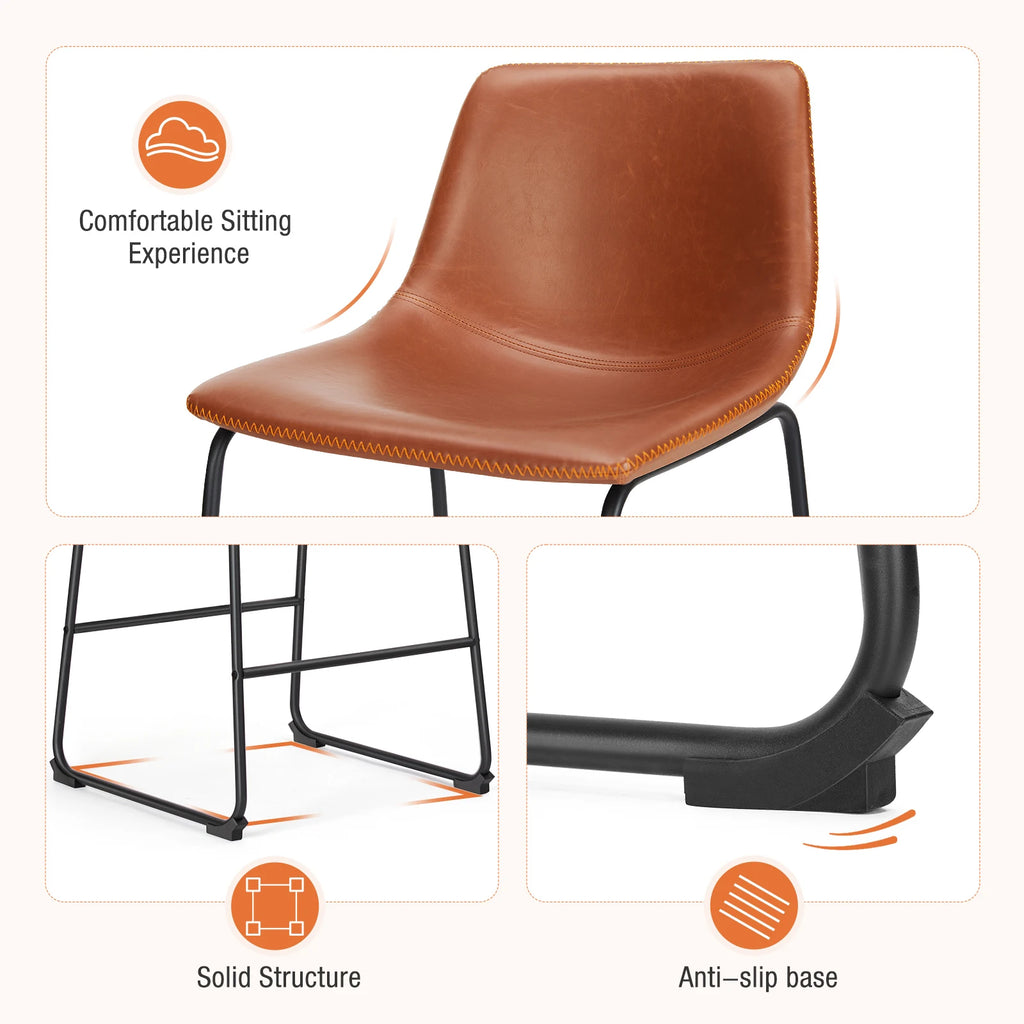 Set of 2 PU Leather Counter Stools