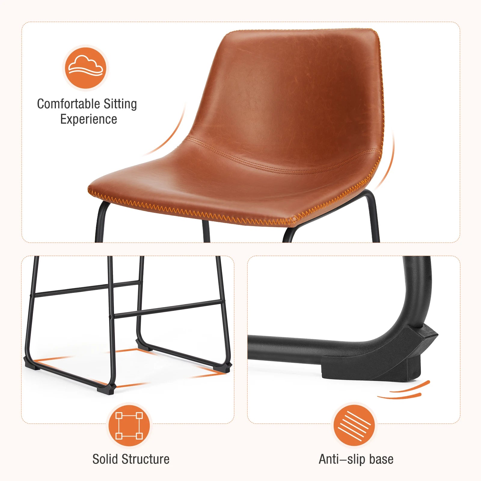 Set of 2 PU Leather Counter Stools