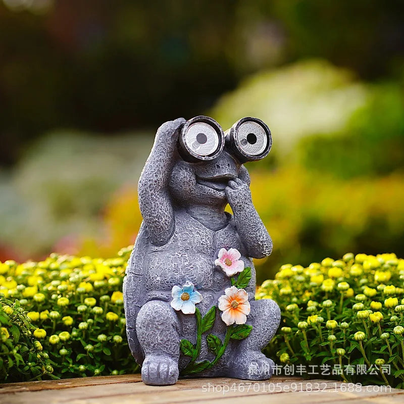 Solar Turtle Garden Statue