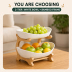 2/3-Tier Fruit Basket with Bamboo Stand
