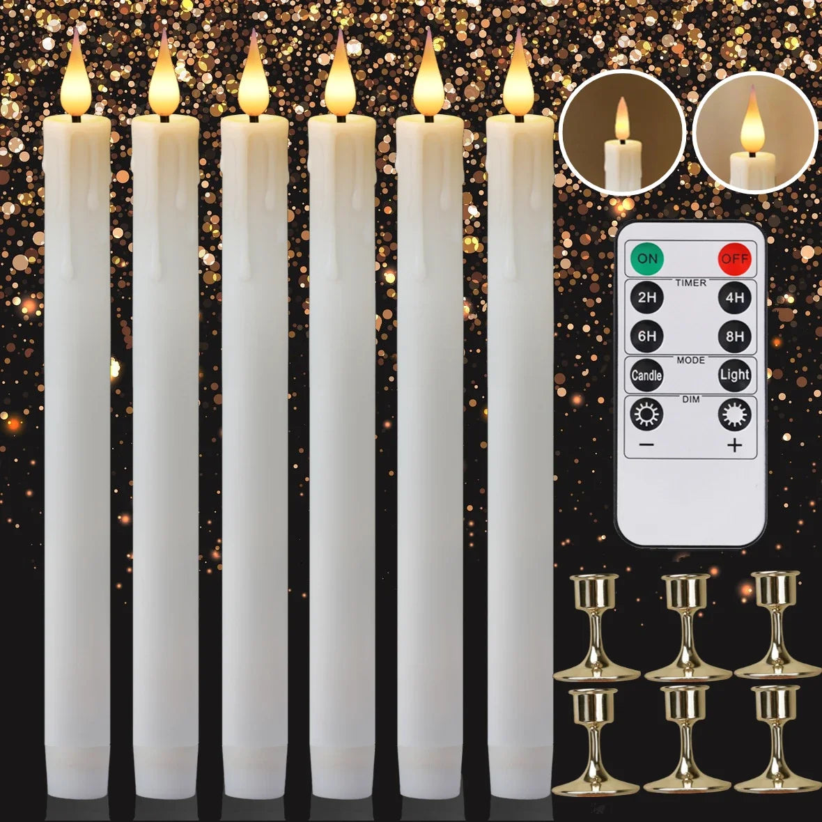 Flameless LED Taper Candles with Remote