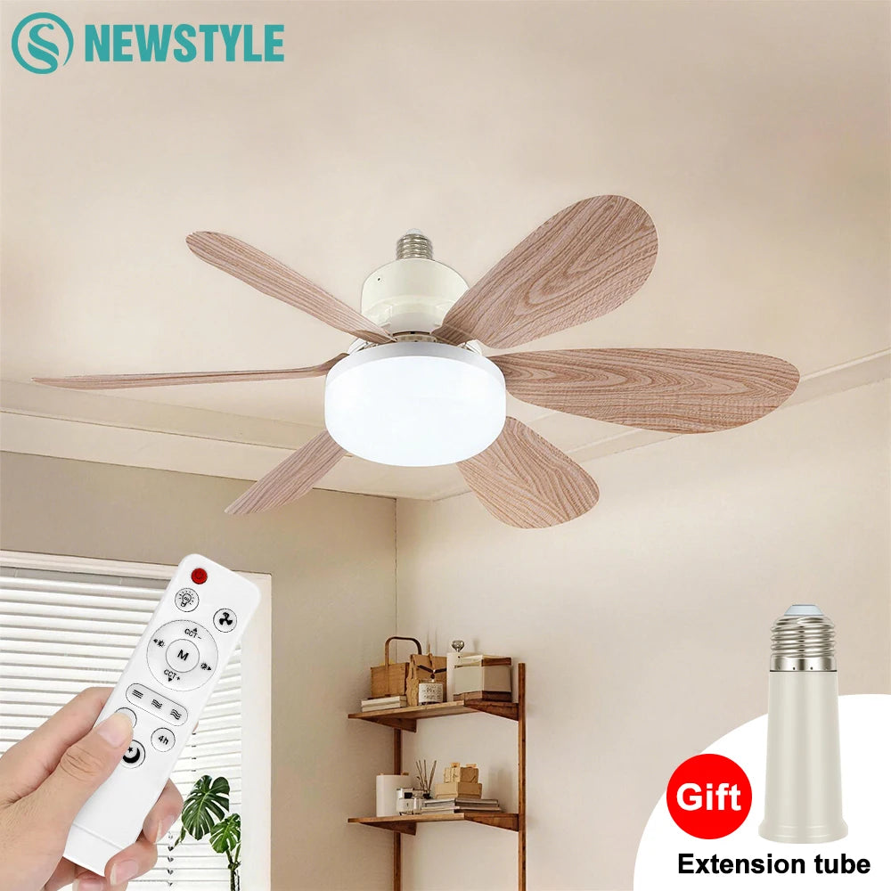 E26 Smart Remote-Control LED Ceiling Fan with Light