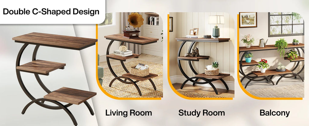 3-Tier C-Shaped Side Table