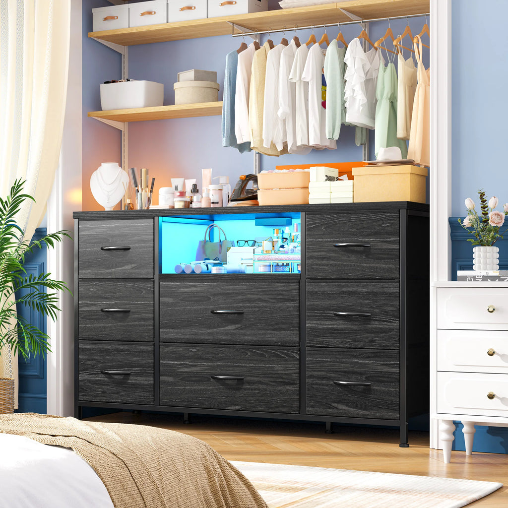 8-Drawer Media Dresser with Charging Station