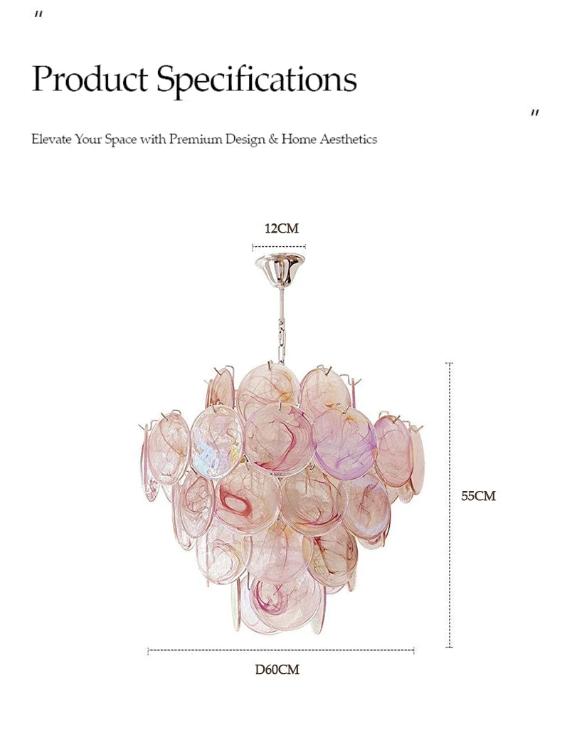 Murano-Style Pink Glass Chandelier